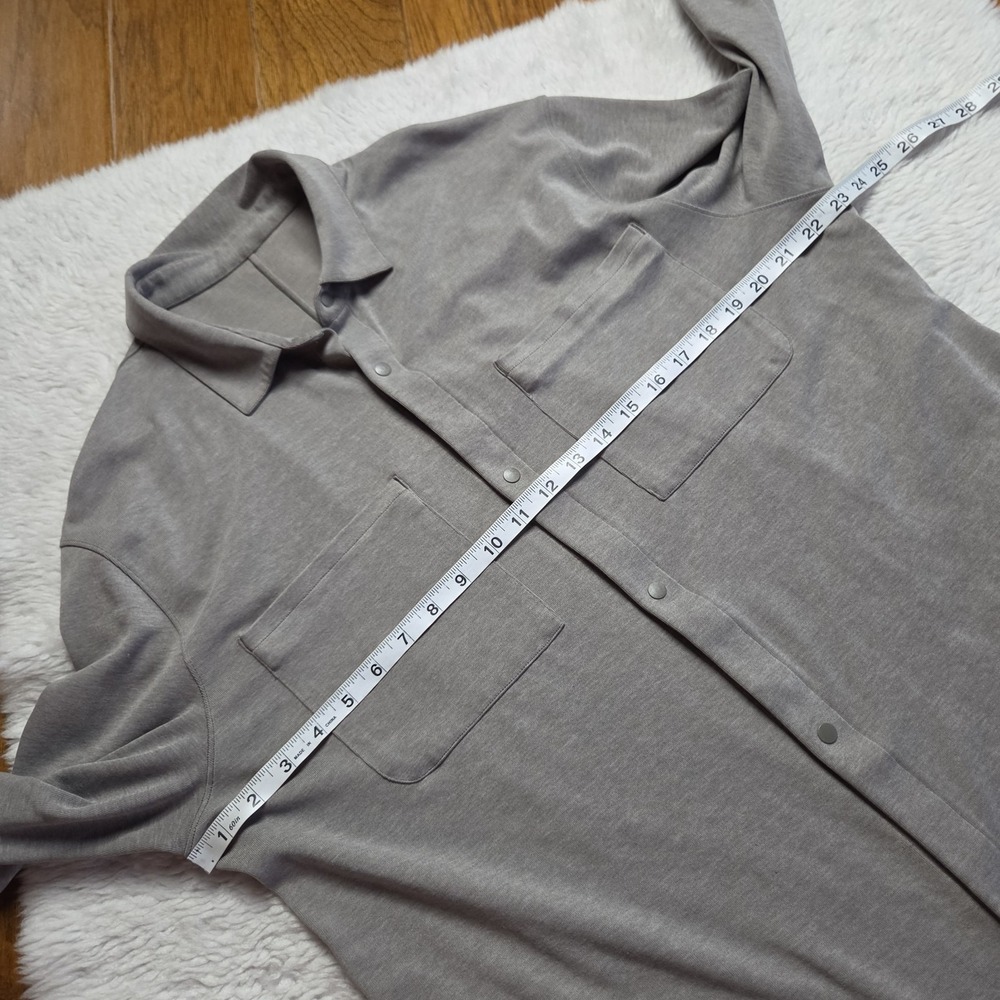 Lululemon Soft Knit Over Shirt Snap Button Up Men's XL Green Long Sleeve LM3CZMS - Picture 6 of 6